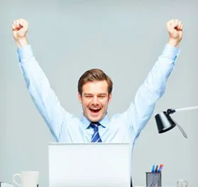 Excited computer guy